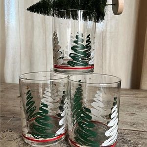Vintage Culver Squiggle Christmas tree glass set of 4